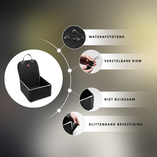 Siège auto Chien - Panier pour chien Car - Siège pour chien Car - Zwart avec Wit - 45cm x 45cm