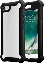 Cadorabo Hoesje geschikt voor Apple iPhone 7 / 7S / 8 / SE 2020 in ALDER ZWART - 2-in-1 beschermhoes met TPU siliconen rand en acrylglas achterkant