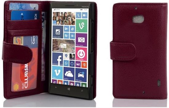 Étui Cadorabo adapté à Nokia Lumia 929 / 930 en VIOLET BORDEAUX - Housse de protection avec fermeture magnétique et 3 emplacements pour cartes Book Case Cover Etui