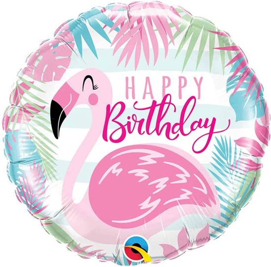 Folat Folieballon Happy Birthday Flamingo 45 Cm Roze