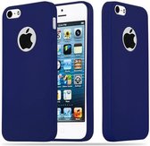 Cadorabo Hoesje geschikt voor Apple iPhone 5 / 5S / SE 2016 in CANDY DONKER BLAUW - Beschermhoes gemaakt van flexibel TPU silicone Case Cover