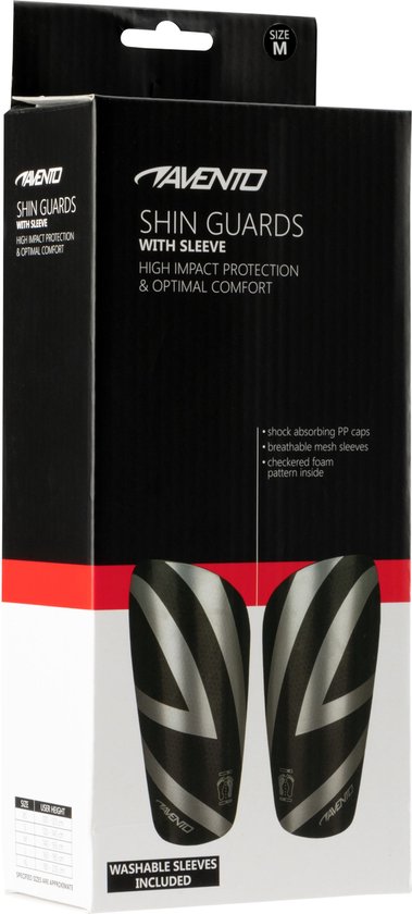 Protège- Protèges-tibias Avento - Avec chaussette - Zwart/ Argent - Taille M