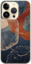 Hoesje geschikt voor iPhone 14 Pro - Abstract Terracotta - Soft Case - TPU - Print - Blauw - ELLECHIQ