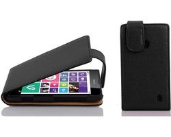 Cadorabo Hoesje geschikt voor Nokia Lumia 630 / 635 in ZWARTE OXIDE - Beschermhoes in flip-design Case Cover van getextureerd imitatieleer