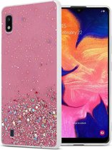 Cadorabo Hoesje voor Samsung Galaxy A10 / M10 in Roze met Glitter - Beschermhoes van flexibel TPU silicone met fonkelende glitters Case Cover Etui