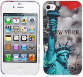 Cadorabo Hoesje geschikt voor Apple iPhone 4 / 4S met NEW YORK - VRIJHEIDSBEELD opdruk - Hard Case Cover beschermhoes in trendy design