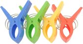 Grote knijpers - 8x stuks - gekleurd - 12 cm - plastic - XL - handdoeken/badlakens knijpers