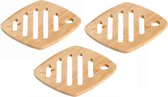 Set van 3x stuks vierkante pannen onderzetters van hout 18 cm - Onderzetters voor ovenschalen en kookpannen