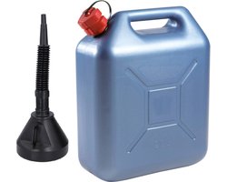 EDA Jerrycan voor olie en brandstof - blauw - 20 liter - met een handige grote trechter van 39 cm
