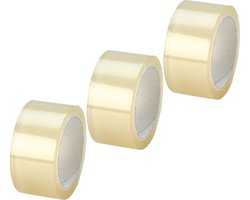 Rol Verpakkingstape transparant - 3x stuks - 66 meter per rol - 5 cm breed