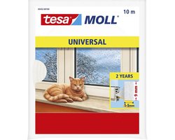 Tesa Tochtstrip universeel - 2x - zelfklevend - wit - 10 mtr x 9 mm - Tochtstroken
