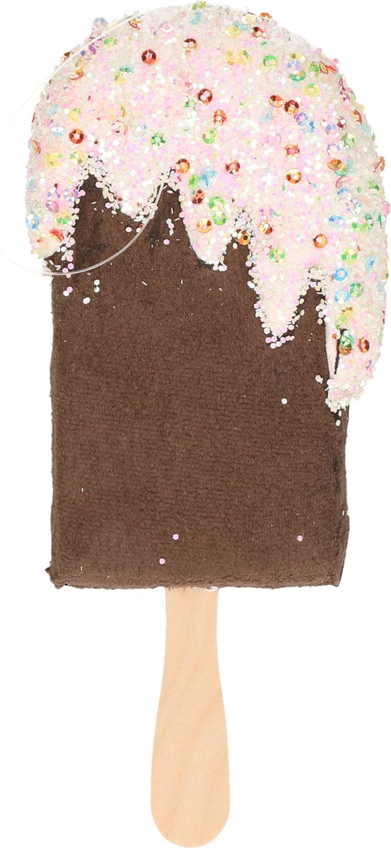 1x Kersthangers/ornamenten bruine kunststof ijsjes 18 cm - Kerstboomversiering kerstornamenten - Kerstversiering