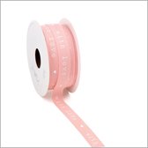 Luxe Katoenlint - 15mm- Decoratie Lint - Made With love - Roze - 20m - Natuurlijke uitstraling
