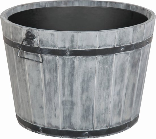 Ronde plantenbak M Kuip Lignum Acacia FSC 46 x 32 CM geborsteld Grijs - plantenbakken voor buiten - plantenbakken - plantenpot