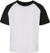 Urban Classics - Raglan Contrast Kinder T-shirt - Kids 110/116 - Wit/Zwart