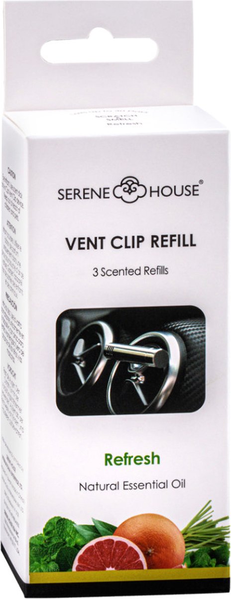 Serene House Car Scent Vent Clip navulling (3x) - Refresh