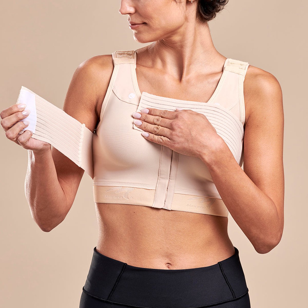 Marena B15 compressiebeha met drukband-Kleur: Beige -Maat: 32 D/E