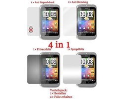 Cadorabo Schermbeschermers geschikt voor HTC WILDFIRE S - Beschermende folies in HOOG HELDER - 4 folies (1x privacy - 1x spiegel - 1x mat - 1x anti-vingerafdruk)