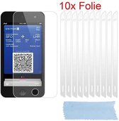 Cadorabo Schermbeschermers compatibel met Apple iPod Touch 5 - Beschermende folies in HOOG HELDER - 10 stuks zeer transparante beschermfolie tegen stof, vuil en krassen