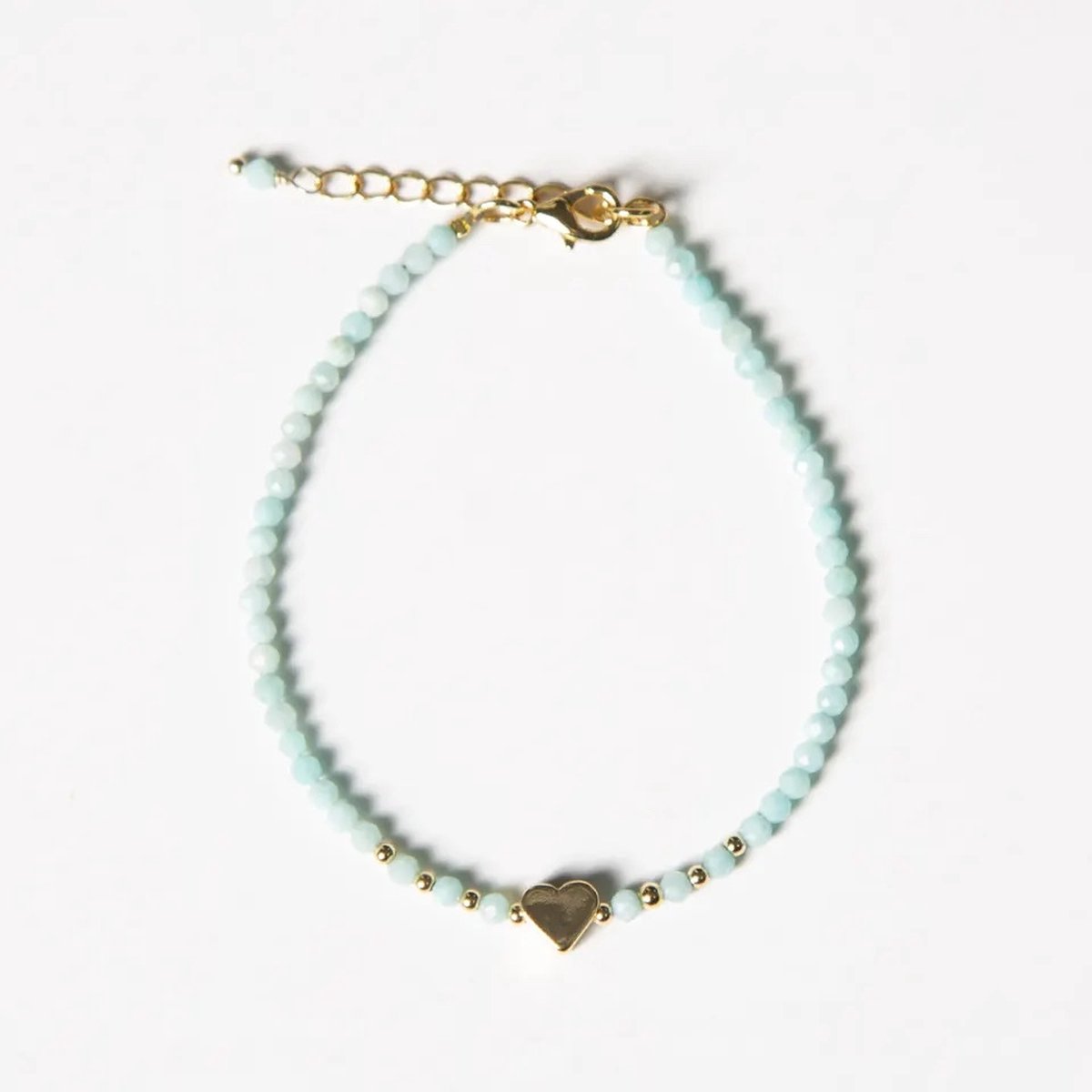 Dear Lune - Bracelet Amazonite - Armband - Edelstenen - Kralen - Hartje - Valentijns - Moederdag - Cadeautip