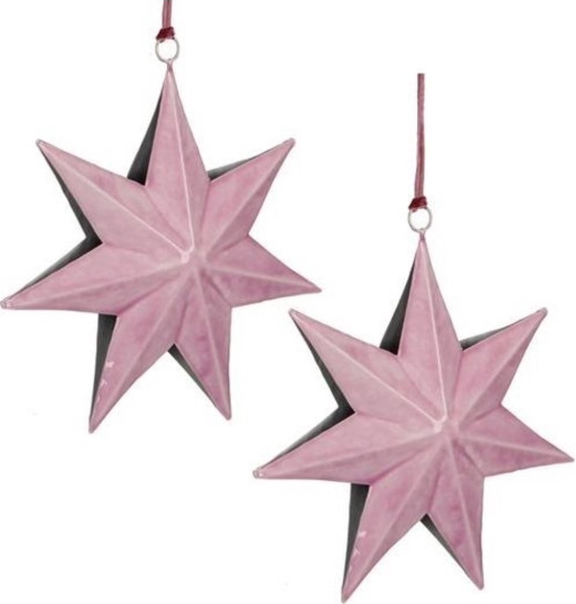 Kersthangers - Ornament Star Bossy L18 B18 H3 Cm Lila Metaal