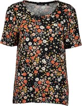 Blue Seven shirt dames - KM - zwart/oranje bloem print - 105743 - maat 42