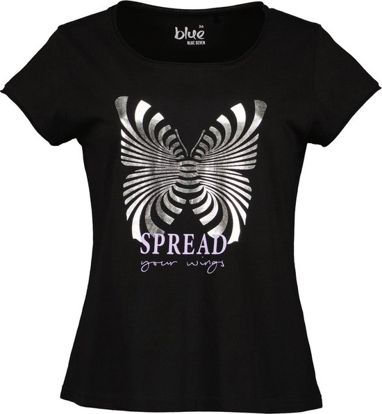 Blue Seven dames shirt - shirt KM - zwart print - 105732 - maat 38