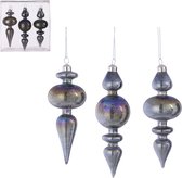 Overige Kerstballen - Ornament Druppel Glas Zwart 3 Stuks - H17xd6,5cm