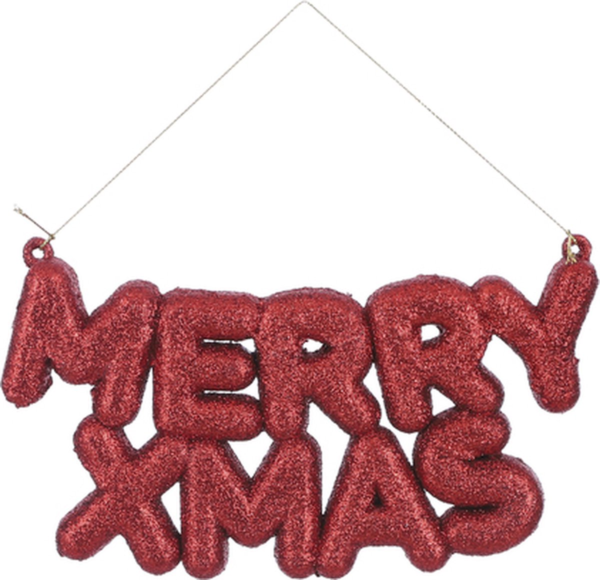 Kersthangers - Ornament Merry Xmas Rood - L20xb10xh1,5cm