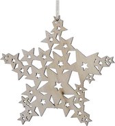 Kersthangers - Pb. 5 Wooden Stars/hanging Natural 10x10 Cm