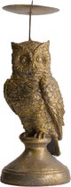 Figuren - Candle Holder Owl Polyresin 10.8x10.8x26cm Gold