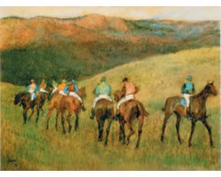 Edgar Degas - Racehorses in a Landscape - Kunstposter - 60x80 cm