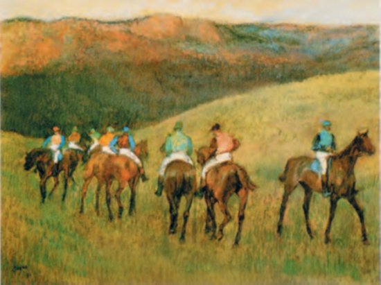 Edgar Degas - Racehorses in a Landscape - Kunstposter - 60x80 cm