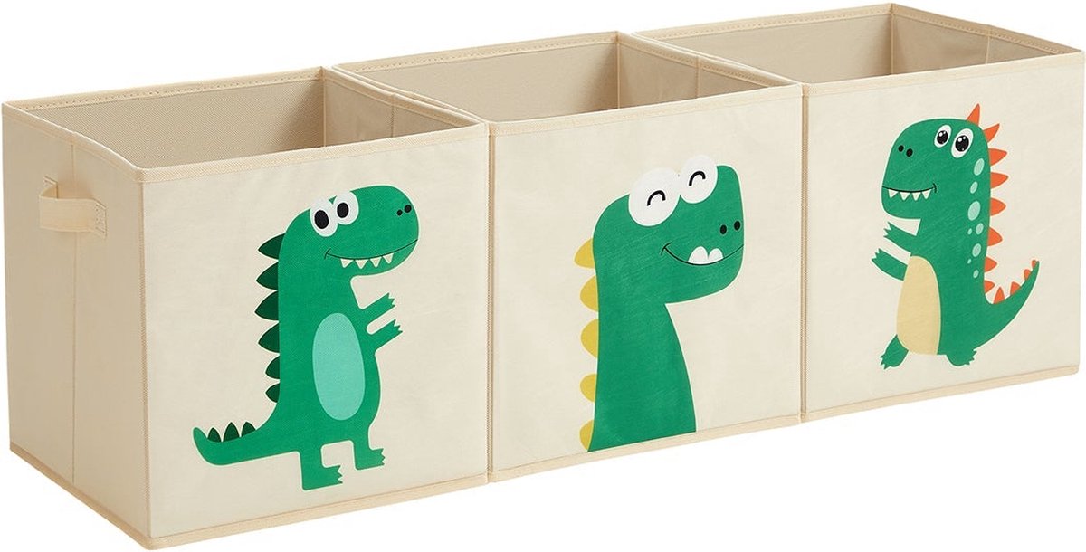 Stoffen dozen - Set van 3 - Opbergmanden - Speelgoed Opbergdozen - Dino afbeelding