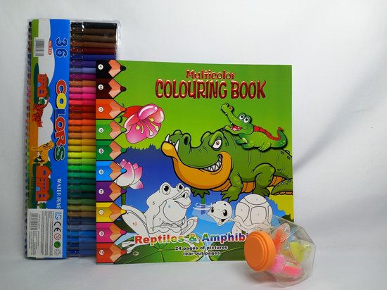 Kleurboek 29 x 29 cm - Waterdieren - Kleuren op nummer - 24 pagina's