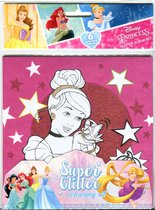 Album à Glitter Disney Princess - 6 pages à colorier avec paillettes - 21,5 x 27,5 cm