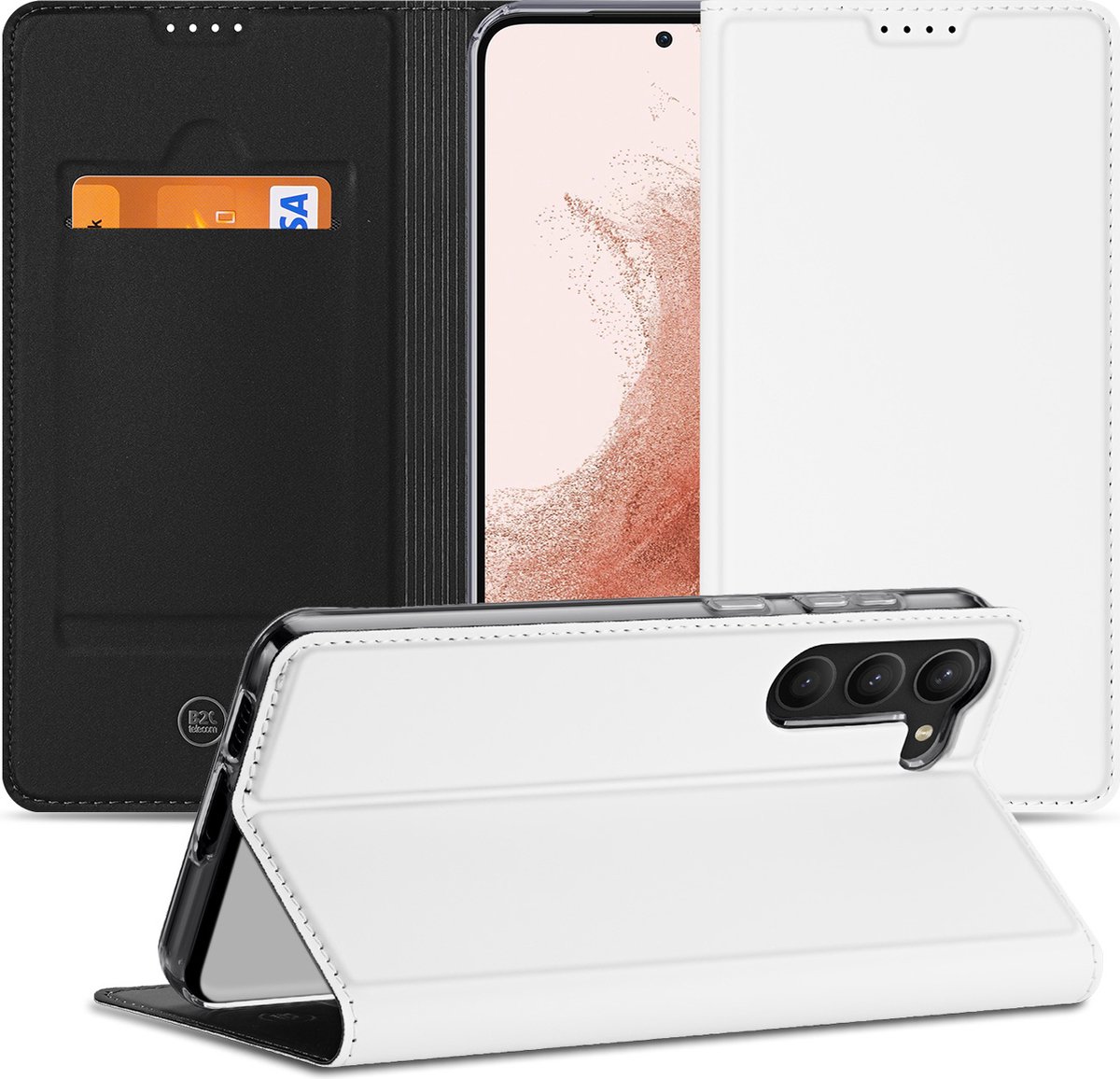 Stand Case Hoesje voor de Samsung Galaxy S23 Plus Wit met Pashouder
