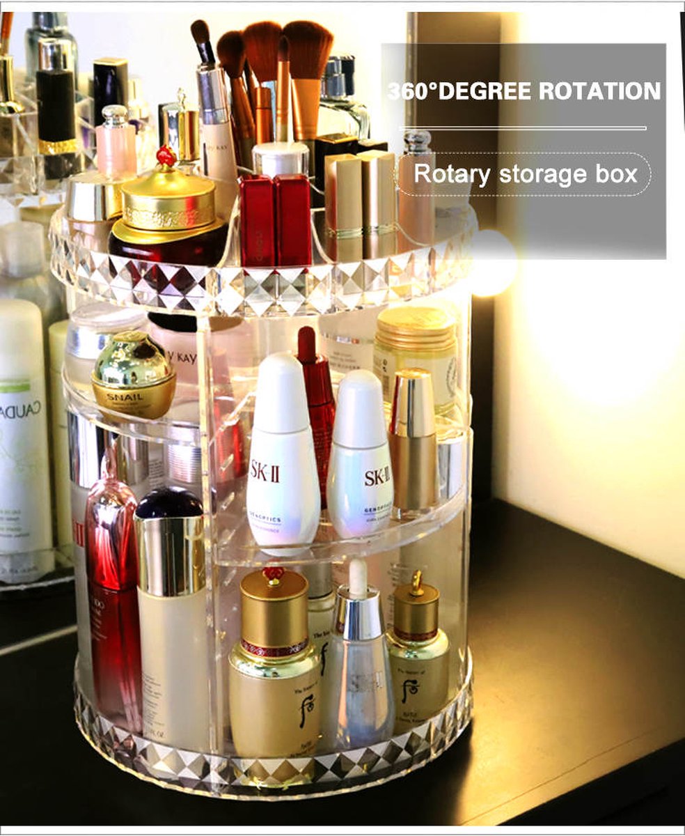 Make Up Organizer - 360 Graden Roterend - Beauty Voor Cosmetica - Opbergdoos Cosmetica - Make Up Organizer Transparant - Parfum Organizer