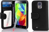 Cadorabo Hoesje geschikt voor Samsung Galaxy S5 / S5 NEO in LAVA - ZWART - Beschermhoes met spiegel en kaartvak Book Case Cover Etui