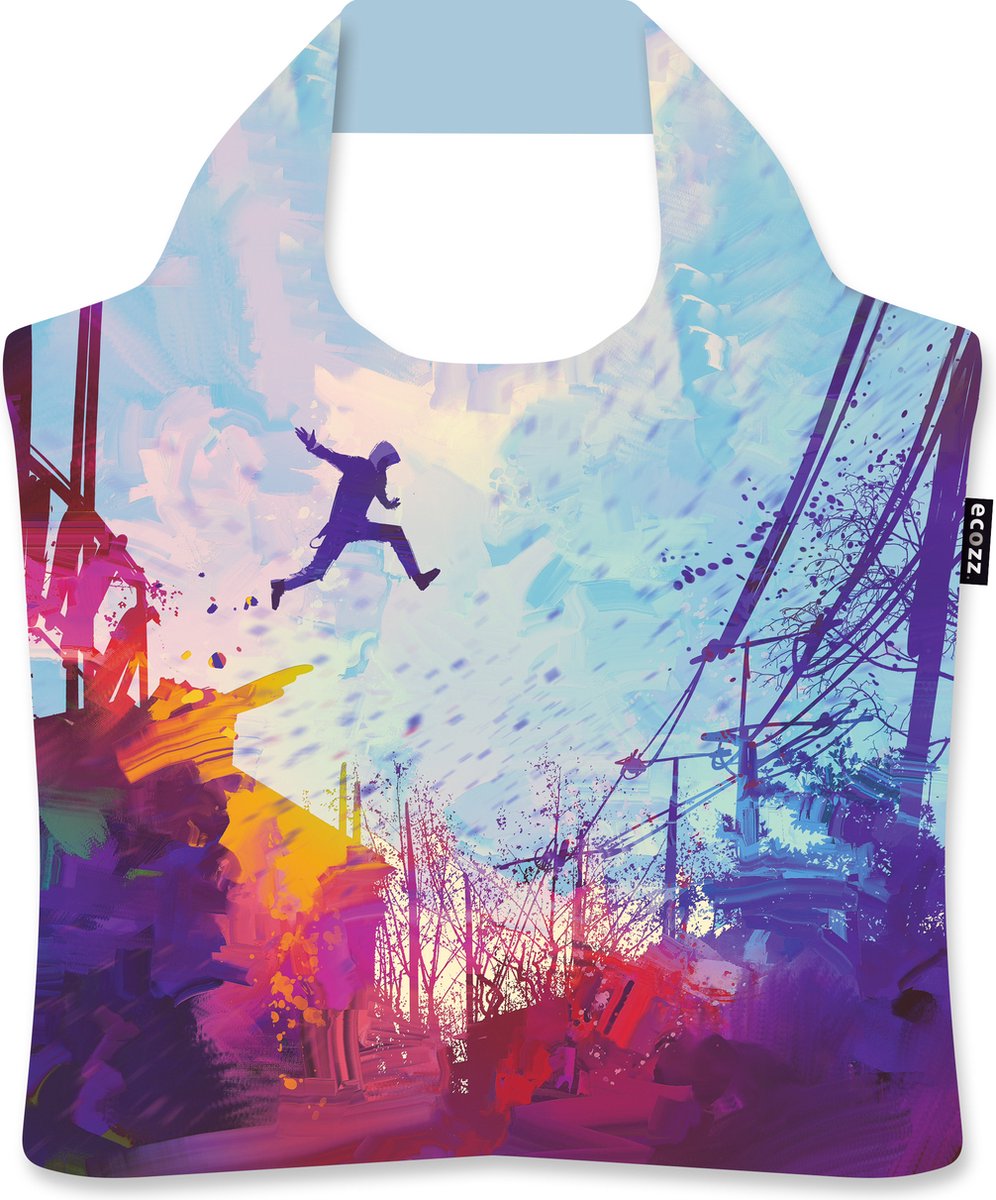 Ecozz - Tithi Luadthong - Jump - 100% gerecycled (rPet) – Öko-Tex - Voorzien van rits - Afsluitbaar - Opvouwbare boodschappentas - Waterresistant – Shopper - Ecovriendelijk - Duurzaam - Ecoshopper