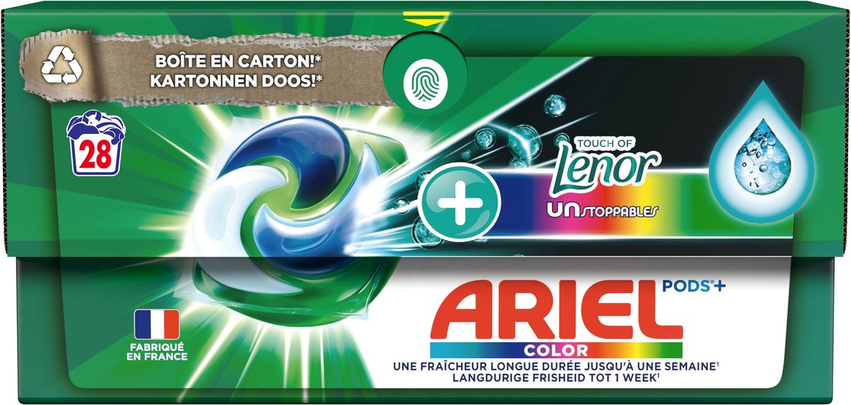Ariel Pods+ - Lessive Liq Caps - +Unst Touche de Lenor - Couleur