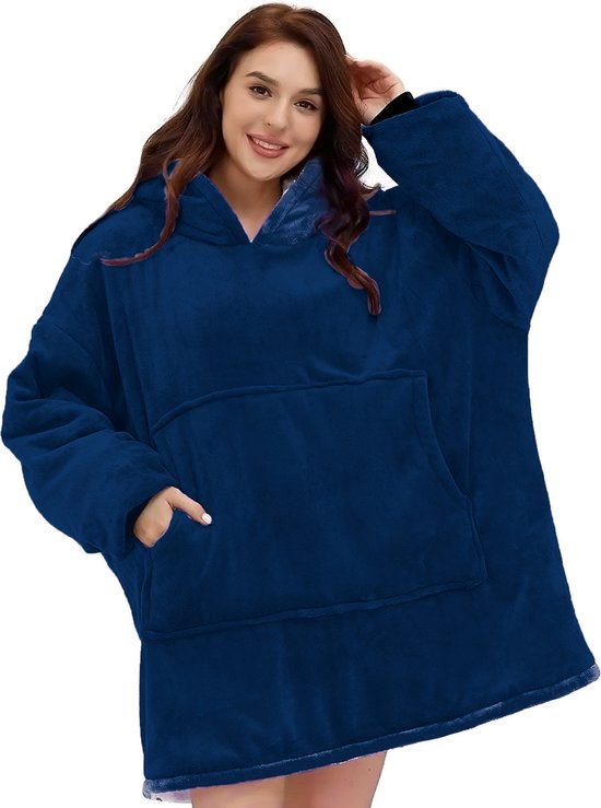 Hoodie Deken - Snuggie Cuddle - Donker Blauw - Fleece Deken Met Mouwen - extra groot 1400g - Suggie - Snuggle Hoodie - Oversized Blanket - Dames & Mannen - Hoodie Blanket - Voor Kinderen, Dames & Mannen