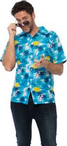 Partychimp Hawaii Blouse Mannen Carnavalskleding Heren Foute Party Verkleedkleren Volwassenen Carnaval Foute Party - Polyester - Blauw - Maat L/XL