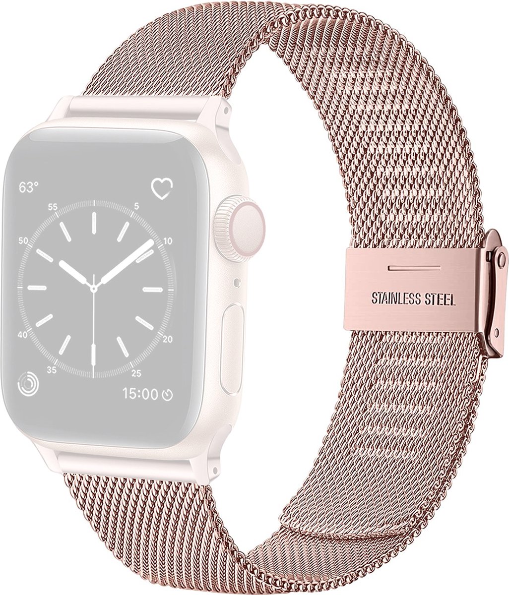 RVS Milanese Vervangende Smartwatch Band - Geschikt voor Apple Watch 41mm / 40mm / 38mm | Bandvervanging van Roestvrij staal | Horlogeband Accessoires | Geschikt Voor Apple Watch SE/iWatch Series 8 7 6 5 4 3 2 1 | 41mm / 40mm / 38mm |Rose