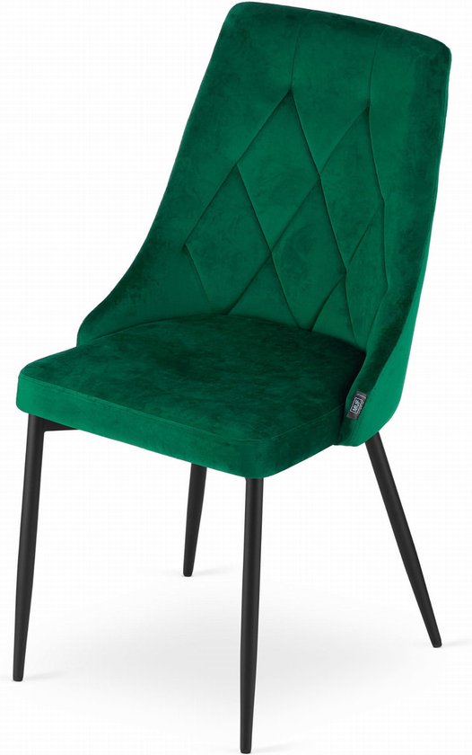 IMOLA - Velvet eetkamerstoel - set van 4 eettafel stoelen - groen
