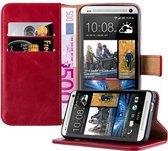 Cadorabo Hoesje geschikt voor HTC ONE M7 in WIJN ROOD - Beschermhoes met magnetische sluiting, standfunctie en kaartvakje Book Case Cover Etui