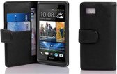 Cadorabo Hoesje geschikt voor HTC Desire 600 in ZWARTE OXIDE - Beschermhoes van getextureerd kunstleder en kaartvakje Book Case Cover Etui