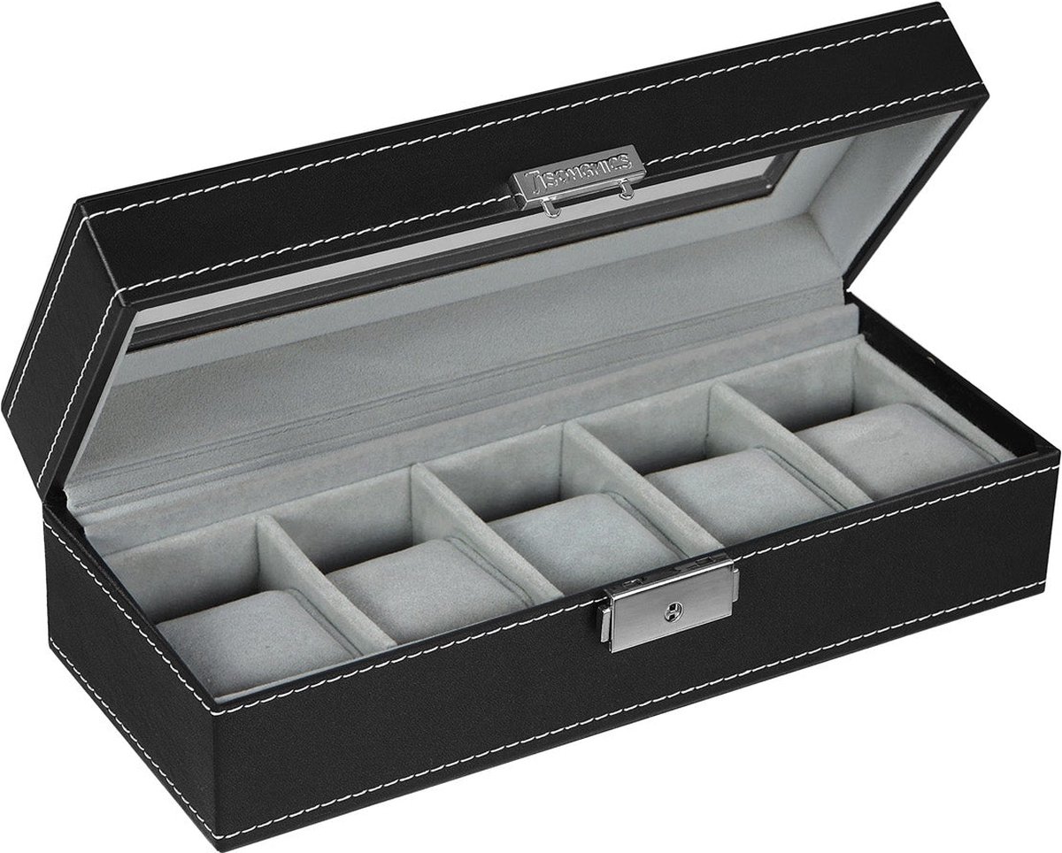 JMORCO Watch Box Black Luxury Wood Grain Watch Box 3 Slots 6 Slots Quartz Mechanical Watch Box Series Storage Box (M1001-2