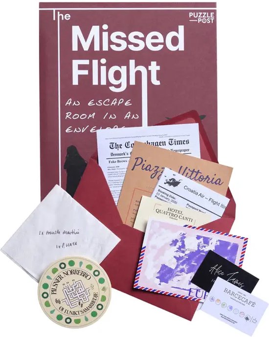 Afbeelding van het spel Puzzle Post - The Missed Flight - Een escape room in een envelop - Escape room voor thuis