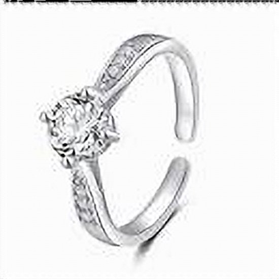 Qings Verlovingsring voor vrouwen, 925 sterling zilver, ronde zirkonia, eeuwigheid, trouwring, sieraden, cadeau voor minnaar, Metaal, Zirkonia